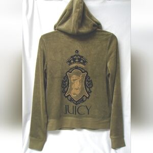 VINTAGEJuicy Couture Olive Terry Cloth Zip Up Sweater And Flare Pants Set Size M